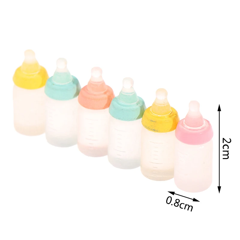 6Pcs 1:12 Dollhouse Miniature Mini resin Milk Bottle Feeding Bottles Simulation Toys Doll House Accessories