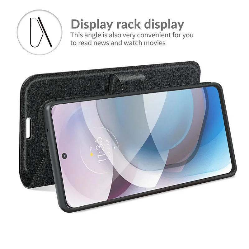 Para Motorola One 5G Ace Moto funda de teléfono con Tapa de cuero