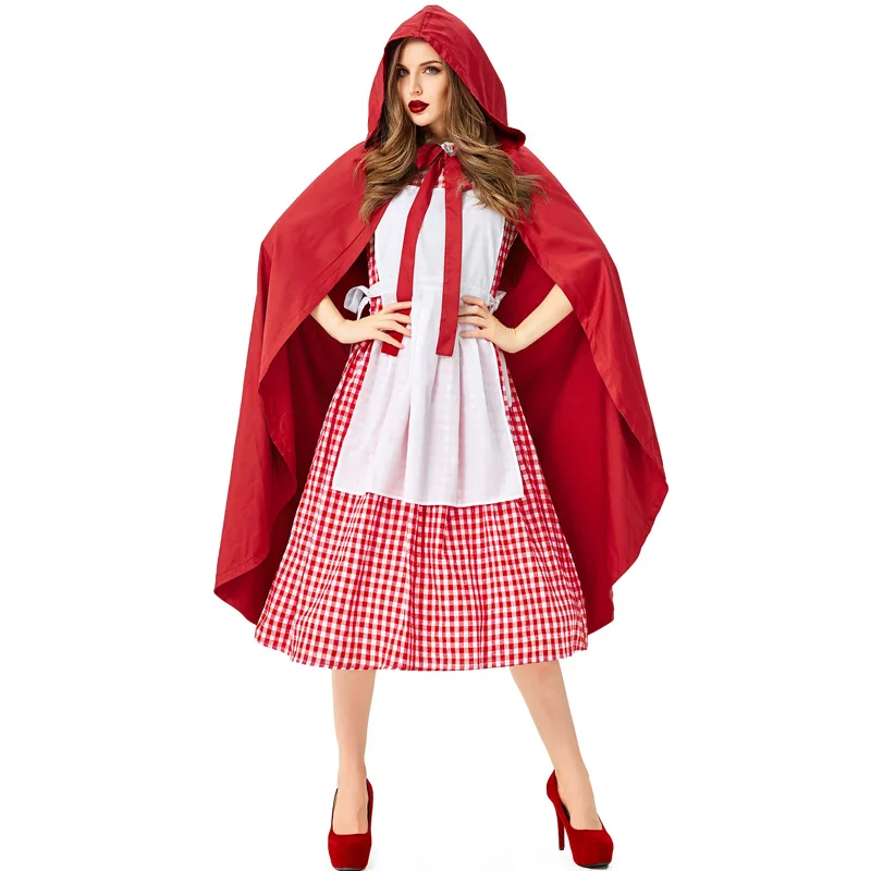 

Halloween Fantasia Fairy Tale Little Red Riding Hood Fancy Costume Nightclub Carnival Party Classic Castle Queen Cosplay Dress