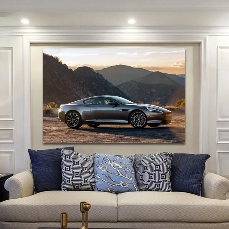 Supercar Astons Martin DB9 Grand Tourer Vehicle Wallpaper Posters Fabric Canvas Print Paintings Wall Art for Living Room Decor