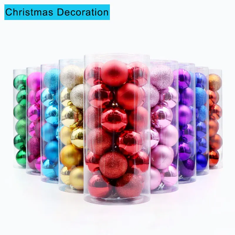 

24pcs/pack mixed colors VC 30/40mm Christmas Decoration Hanging Ornament Ball For Xmas Tree wedding birthday party home decor