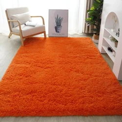 Orange Fluffy Rugs and Carpets for Home Living Room Soft Indoor Large Area Rug Shaggy Kids Room Rug Plush Playing Mat Home Decor