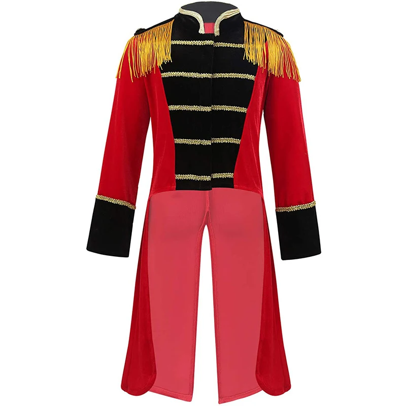 Adult Men Medieval Costume Jacket Stage Performance Uniform Coat Halloween Victorian Cosplay Showman Ringmaster Circus Dancewear