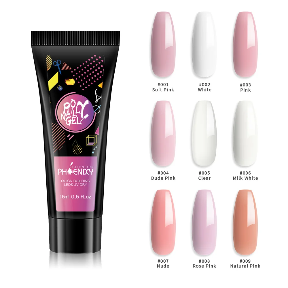 

Phoenixy Poly Nail Gel Extension For Manicure 15ml Gel Polish Poly Builder Nail Gel Semi Permanent Soak Off Gel Varnish Nail Art