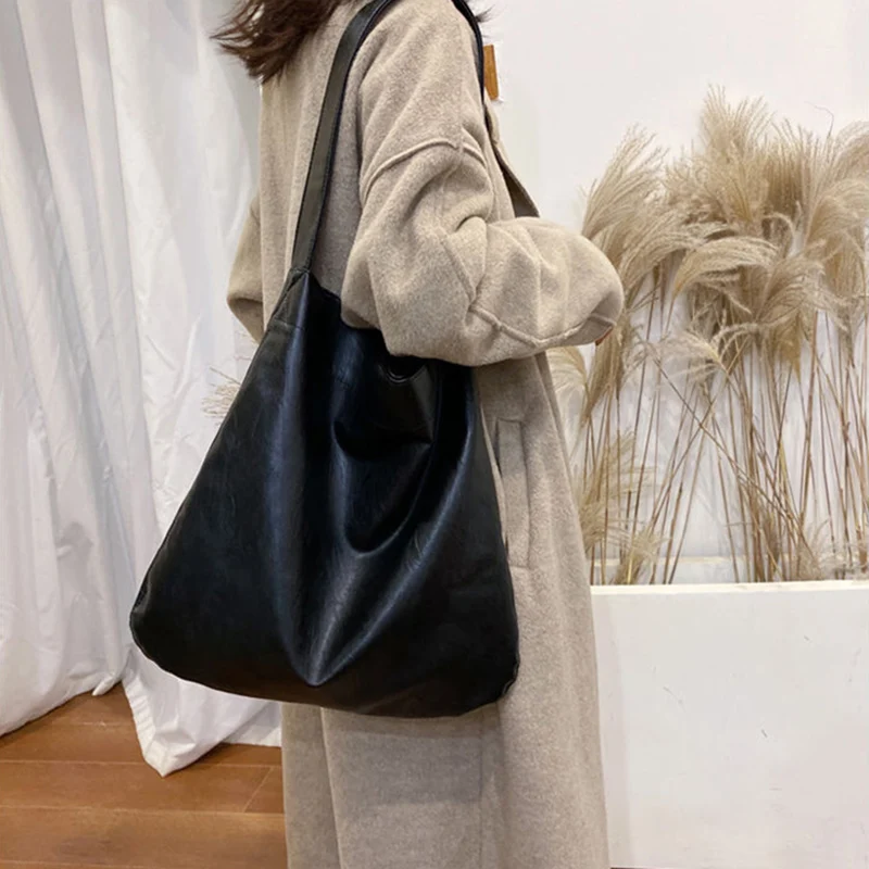 Bolsos de mano de lujo para mujer, bandoleras de piel sintética Vintage, bolso de compras femenino de cuero suave de gran capacidad, mochila