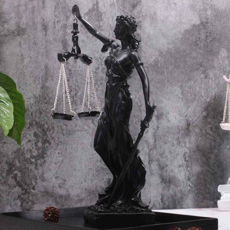 Greek Justice Goddess Statue Fair Angels Resin Sculpture People Ornaments Vintage Home Decoration Accessories Office Crafts Gift