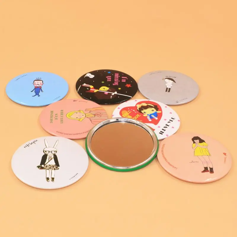 1Pc Cute Cartoon Mini Portable Circular Hand Mirror Pocket Portable Makeup Tool U2JD