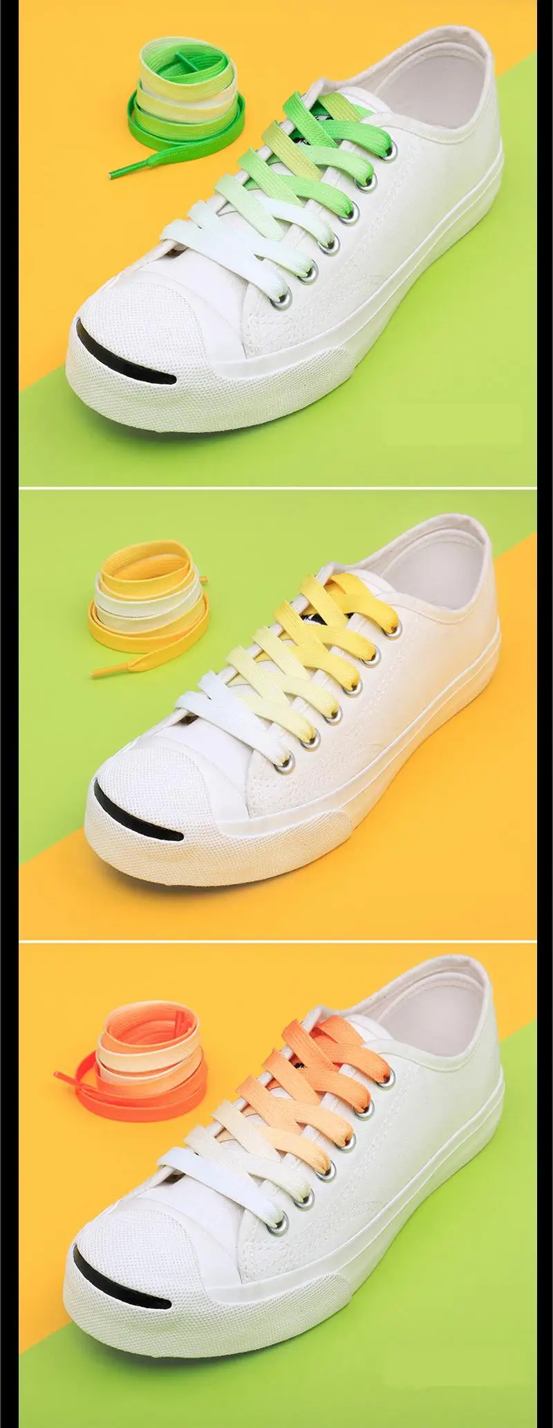 1 Pair Of Colored Canvas Silk Shoelaces Candy Gradient Shoe Lace Solid Color Party Shoe Laces Children's And Adult Shoestrings