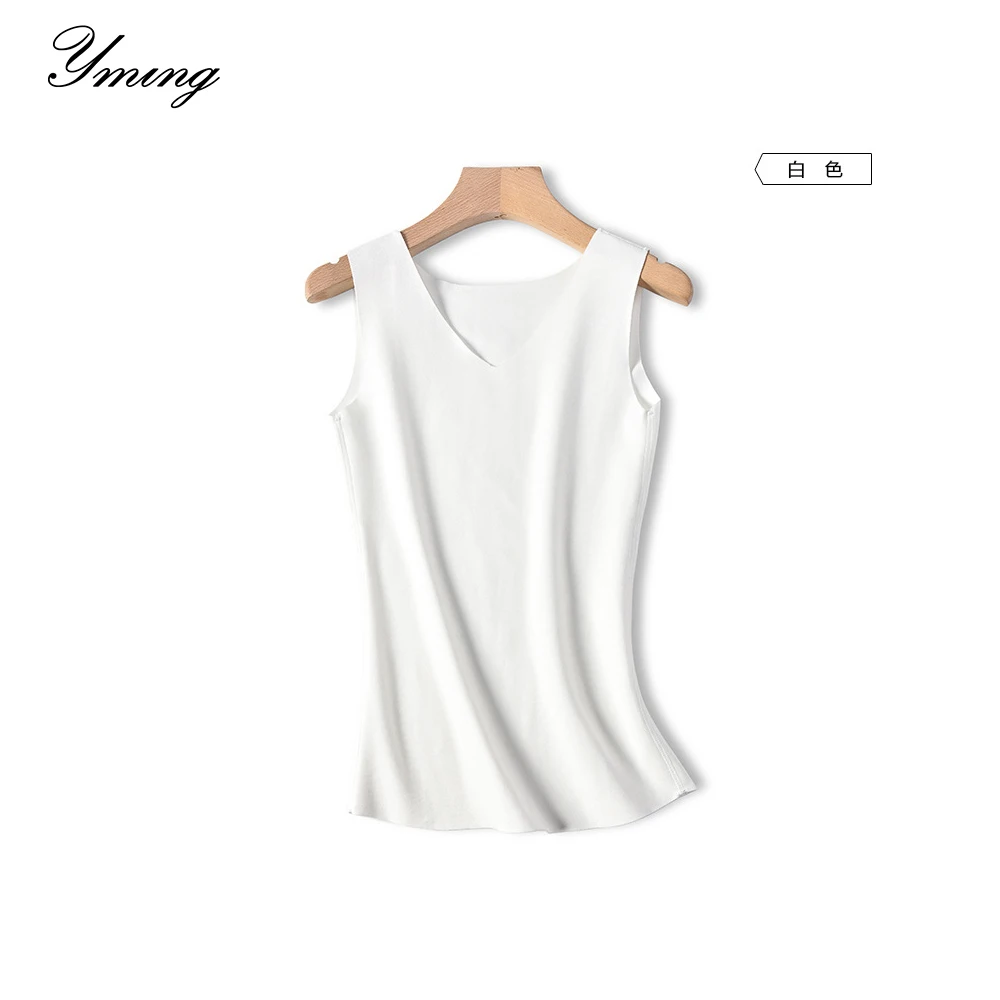 YMING Ladies Winter Warm V-neck Vest Without Trace Double-Sided Plus Velvet Inner Wear Bottoming Self-Heating Vest Casual Vest