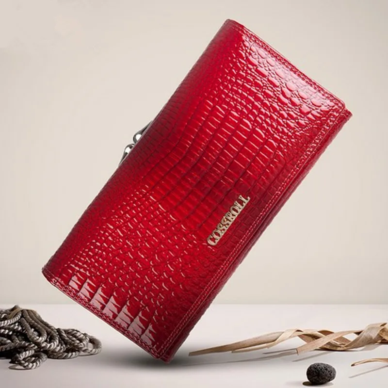 Women Luxury Wallets Genuine Leather Purse Elegant Crocodile Pattern Long Clutch Wallet High Quality Card Holder for Female