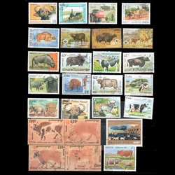 50 PCS All Different Topic Animal OX Unused Postage Stamps With Post Mark For Collection