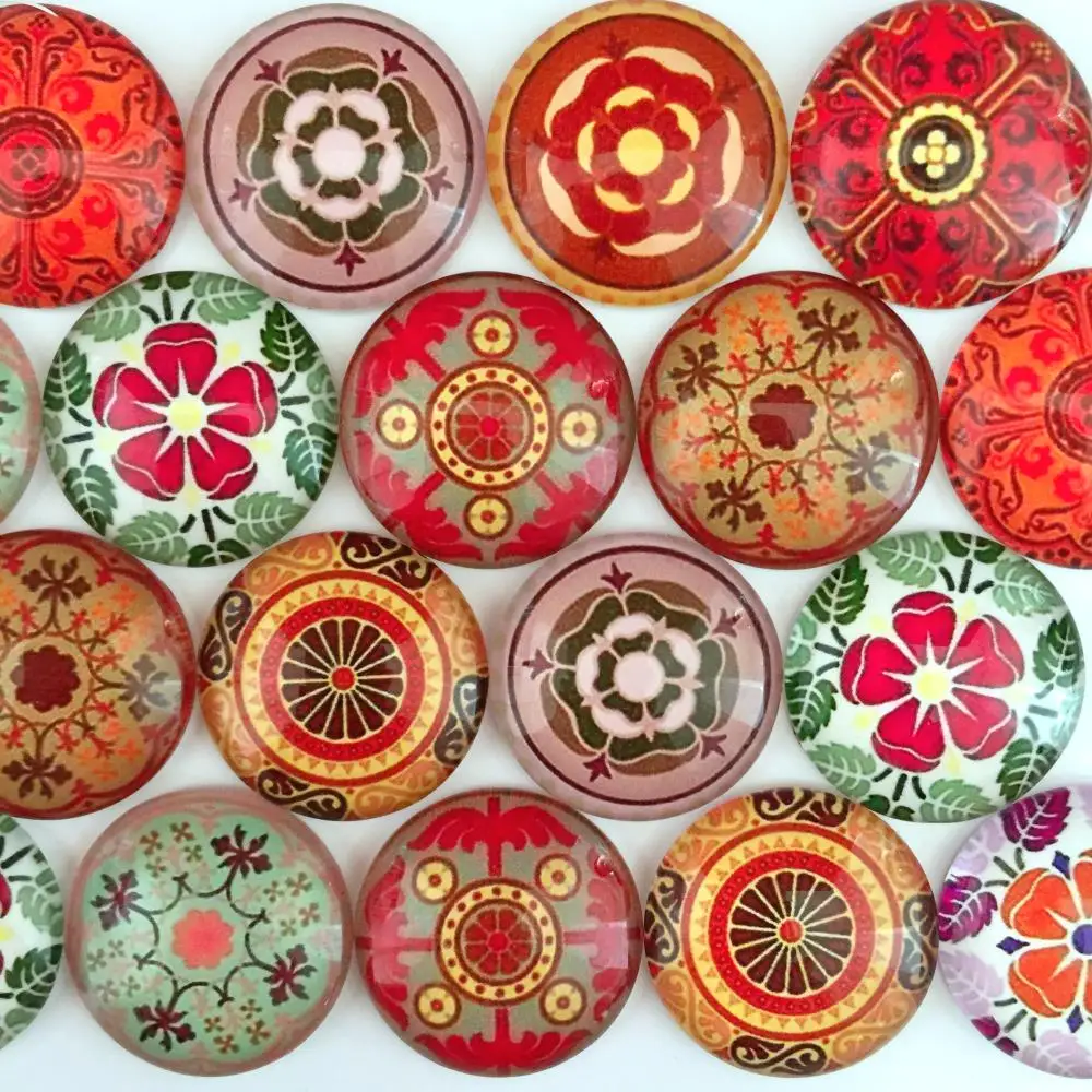 20mm 25mm Round Photos Glass Cabochon Mixed Pattern fit Cameo Base Setting Jewelry Components 10pcs/lot TP-002 image 5