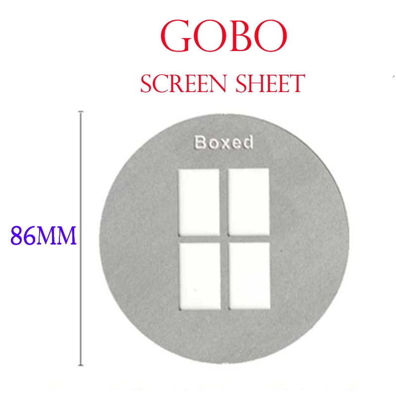 Juego completo de insertos de Flash estampados de 86mm para gráficos de película de efecto de luz de acero inoxidable General VSA19K\26K\36K gobos de tamaño B