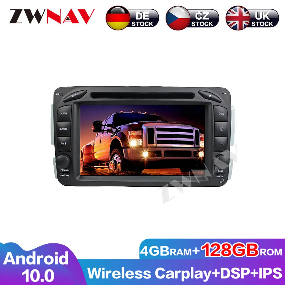 Android 10 4G+128G DSP IPS wireless Carplay Radio Head Unit Car DVD Player GPS Audio Navigation For Benz ML W203  Multimedia