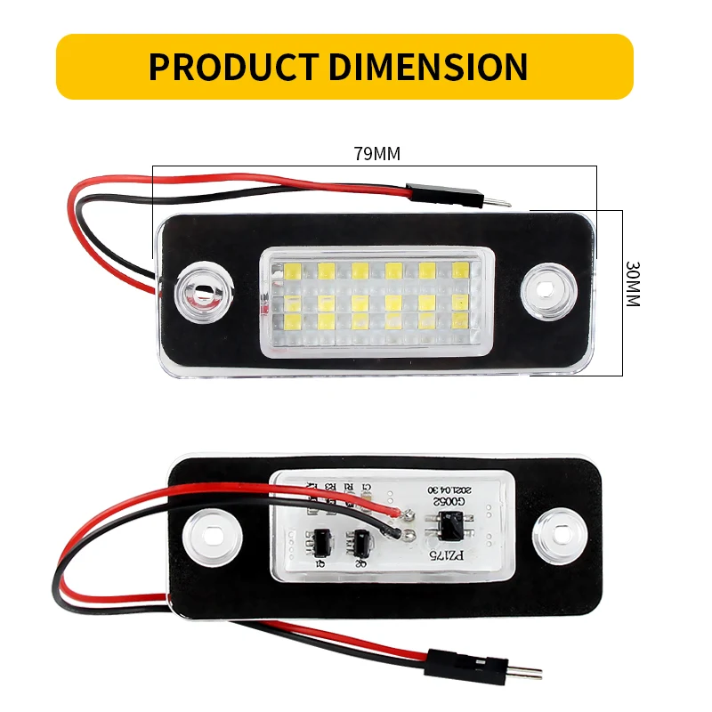 2pcs Car Rear White LED License Plate Light Number Lamp for Audi A8 D3 2002-2010 4E0943021 E40943022