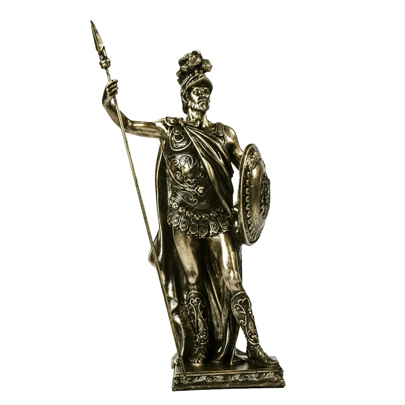 Antiqued Fortress Soldier Statue Handmade Resin Expedition Warrior Sculpture Armed Guard Ornament Decor Gift Craft Furnishing