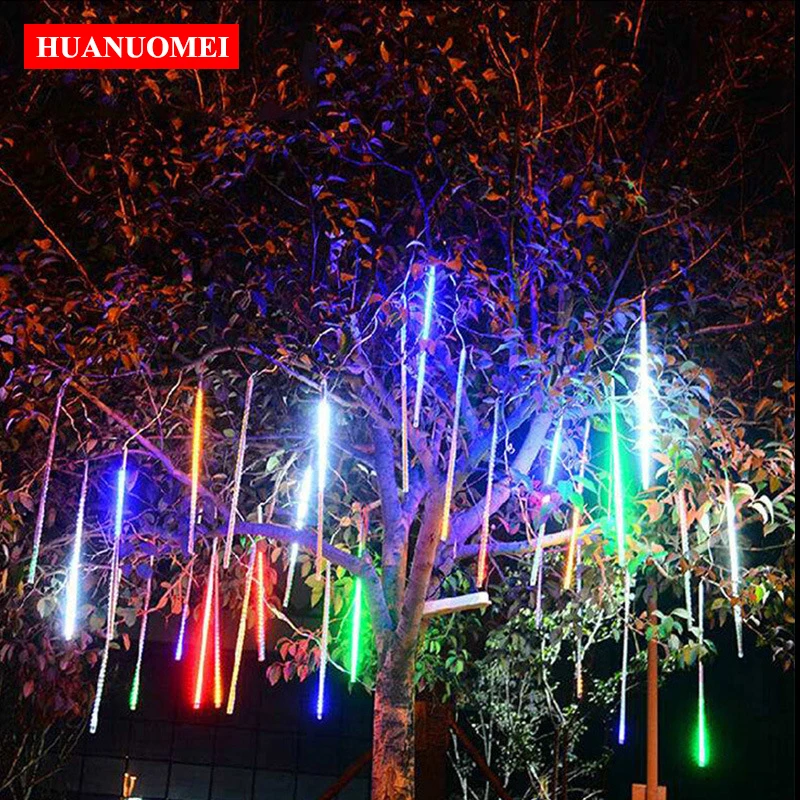 DC9V 50CM LED Meteor Lighting Outdoor Decoration Street Tree Garden Fairy Lamp Peach Red Green Blue Yellow Warm White RGB Lights