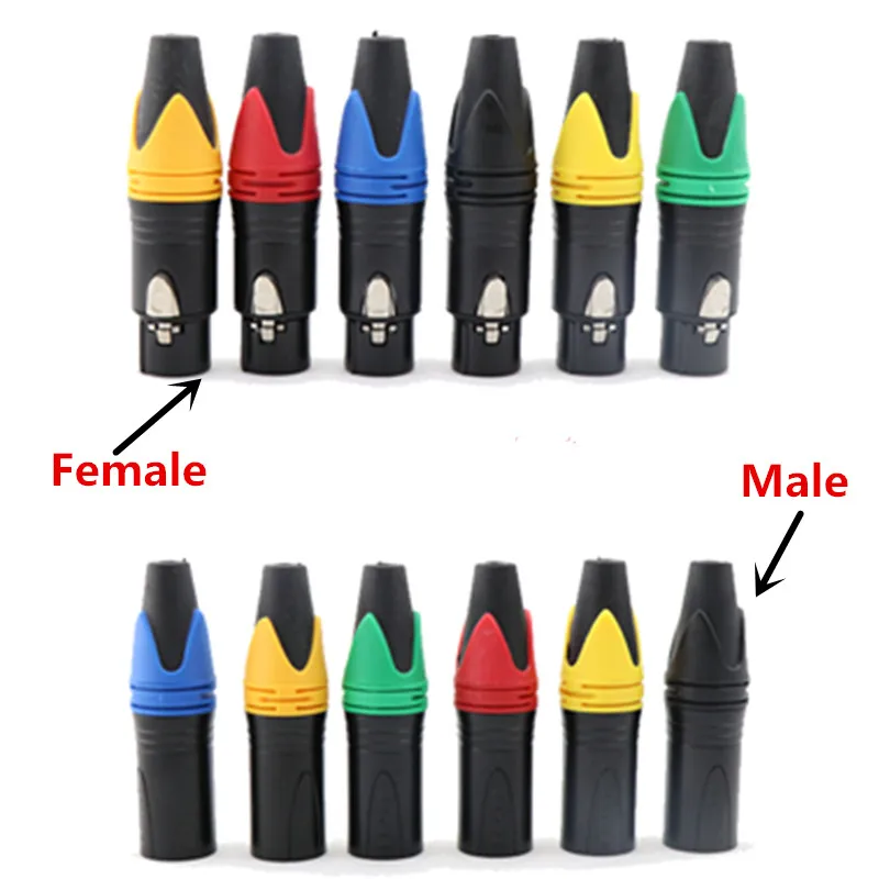 10PCS 3 Pin XLR Plug Jack Male / Female Microphone Connector MIC Adapter XLR Cable Termininal Audio Wire Connector colours  DIY