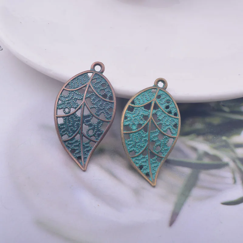 12 Stück/Set 15*30mm Böhmischer Stil Antike Bronze Blatt-Anhänger Legierung Ohranhänger DIY Schmuck Ohrring-Komponenten – Detail 3