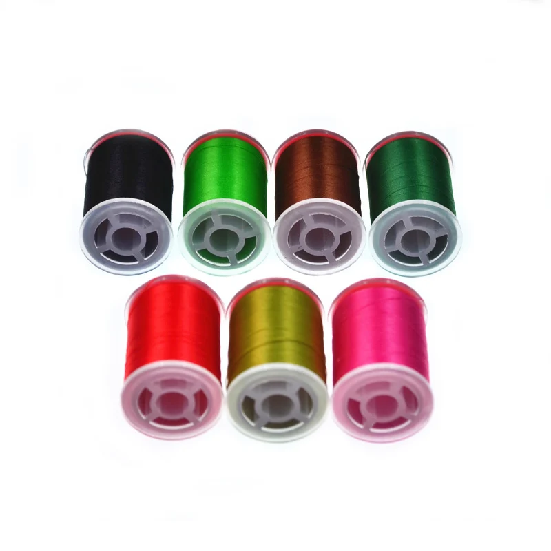 7 carretes/combo 100D hilo para atar moscas encerado en bobina estándar hilo multifilamento de polietileno para patrones de trucha pequeña y moscas de agua salada - imagen 4