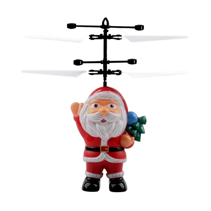 Inductive Flying Christmas Theme Santa Claus Indoor Toys Novel  Magic Helicopter Interact Fly Figures Toy Festival Gifts for Kid