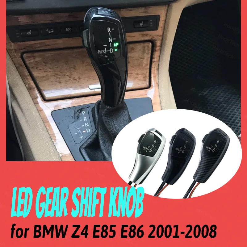

Carbon Fiber Black Silver Shifter Lever Shift Handle Replacement for BMW Z4 E85 E86 2001-2008 Accessories LED Gear Shift Knob