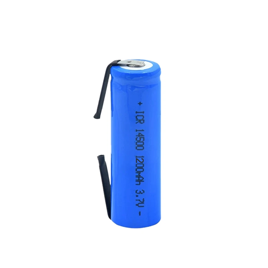 充電式リチウム電池14500,aa 1200,3.7 mah,14500 v,歯ブラシシェーバー用,ニッケル溶接付きバリカンセル,新品