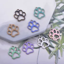 30pcs 10*9mm Copper Bear Paw Shape Charms Both Side Enamelled Pendant DIY Jewelry Earring Making