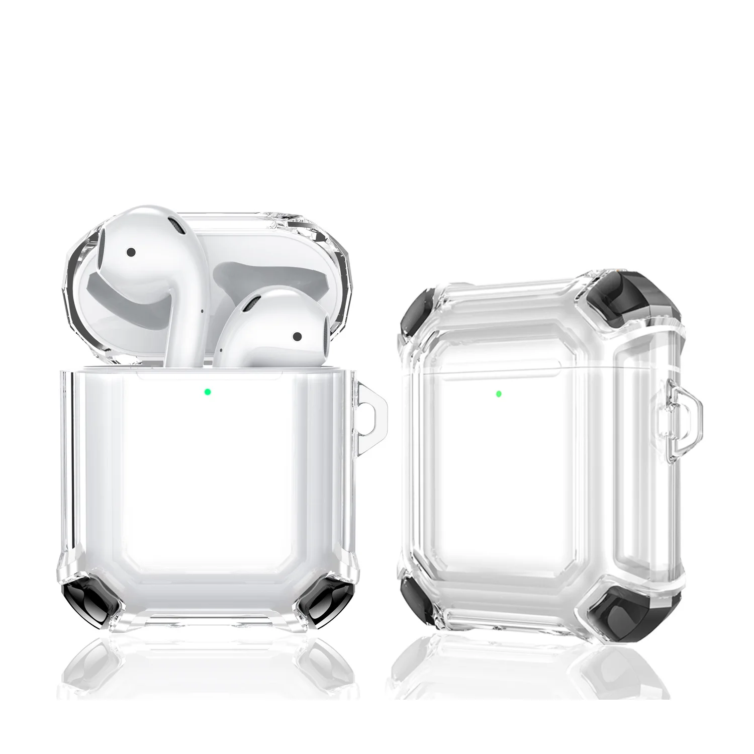 Étui en silicone solide pour Airpods 1 2, housse noire, verte, rose transparente, sac pour écouteurs sans fil, protection sauna, boîte de chargement pour téléphone