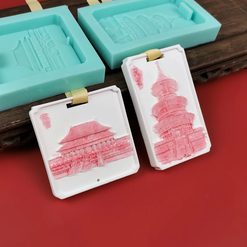 

Chinese Historic Architecture Mold Creative Fondant Mold Fragrant Gypsum Tablets Of Forbidden City, Temple Of Heaven Silicone