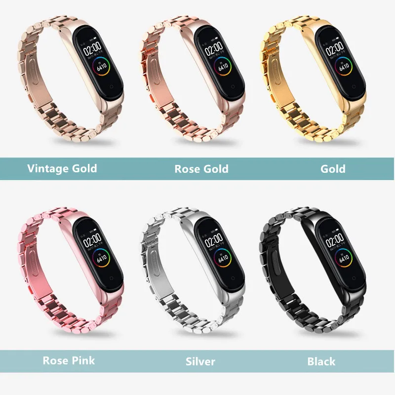 Pulseira de metal para xiaomi mi band 7 6 5 4 3 nfc pulseira inteligente de aço inoxidável pulseira de substituição para mi band 4 5 6 7