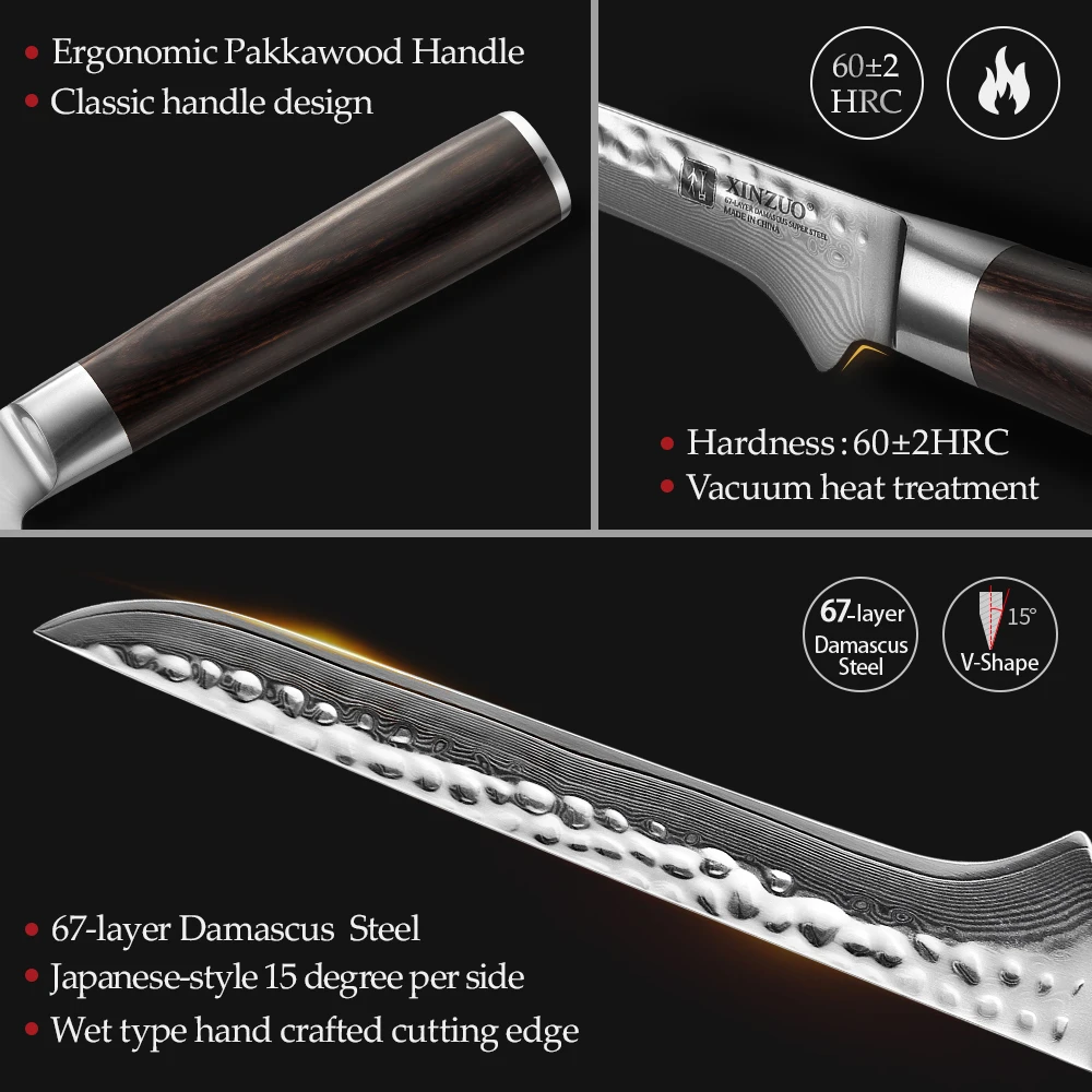XINZUO 5.5 بوصة قطعة العاج سكين المطبخ سوبر دمشق الصلب سكين الجزار الشيف سكاكين المطبخ تقطيع تركيب أدوات الطبخ #3