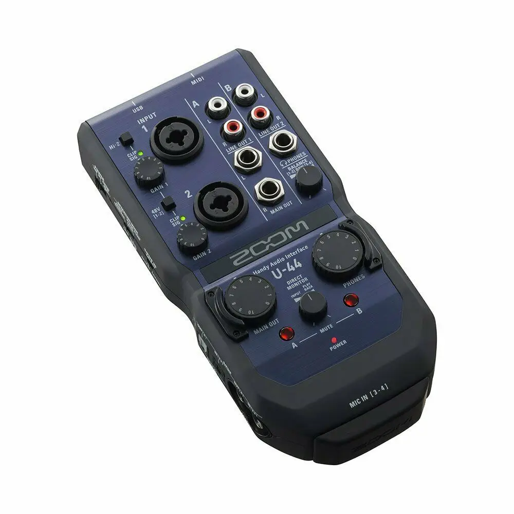 ZOOM U-44 Handy Audio Interface 4in/4out，Handy Portable Recorder Audio Interface