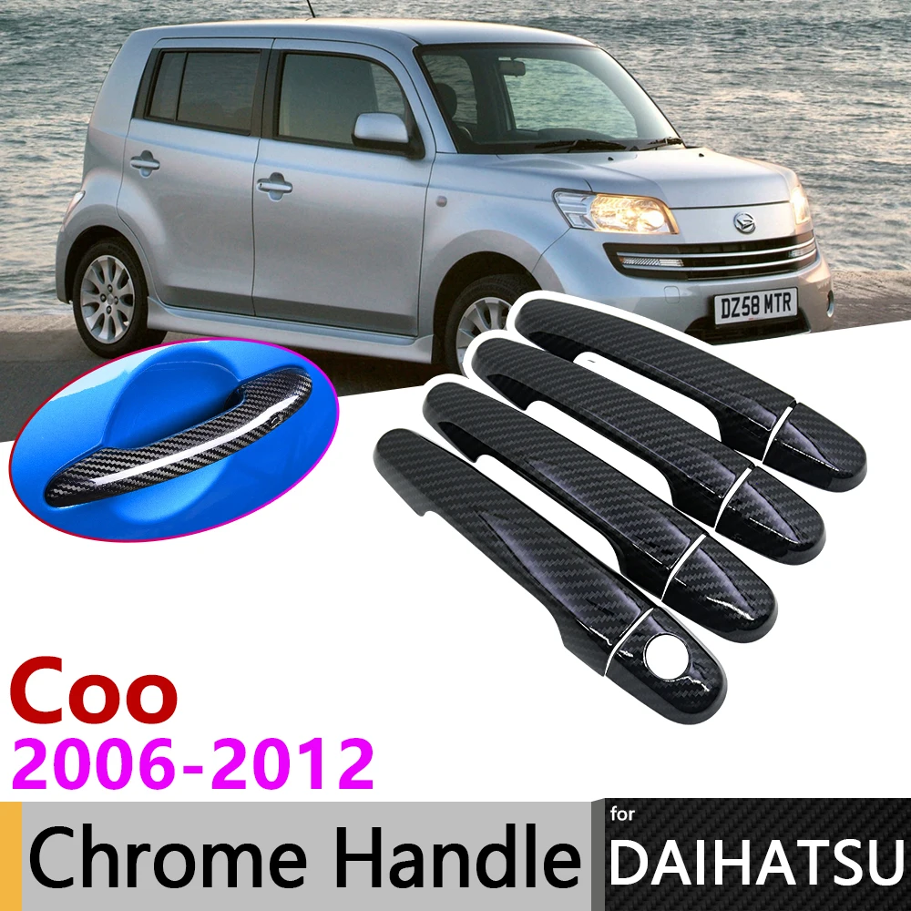 

Black Carbon Fiber Exterior Door Handle Cover for Daihatsu Coo Materia 2006~2012 2007 2008 Accessories Stickers Trim Set Chrome