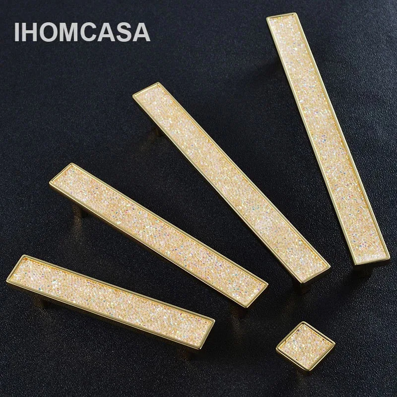 IHOMCASA Crystal Diamond Drawer Handles Wardrobe Kitchen Cupboard  Shoe Cabinet Knob Gold European Style Luxury Pulls Zinc Alloy