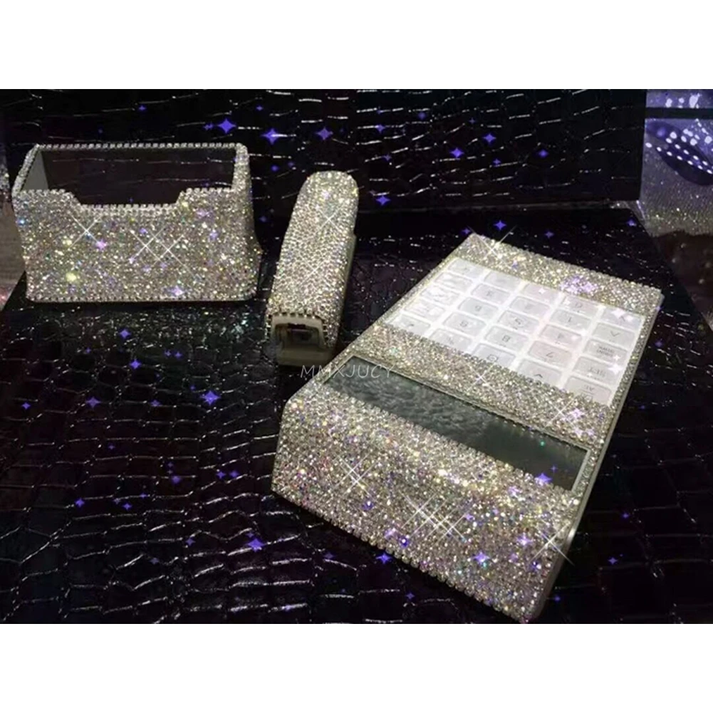 Crystal Pen Holder Business Card Holder Stapler Decor for Office Car Home Creative Ornaments