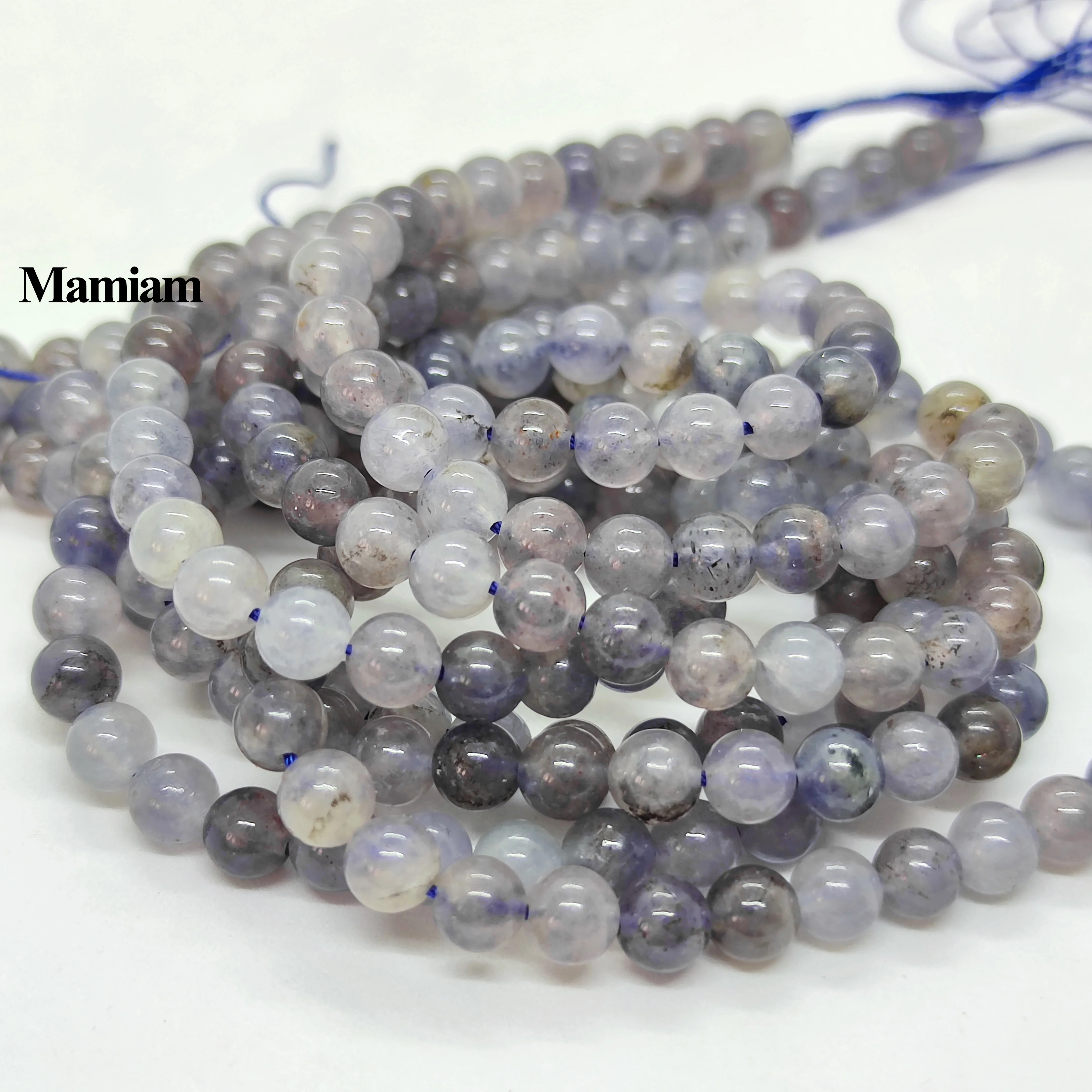 

Mamiam Natural A Iolite Beads 6mm Smooth Loose Round Stone Diy Bracelet Necklace Jewelry Making Gemstone Gift Design