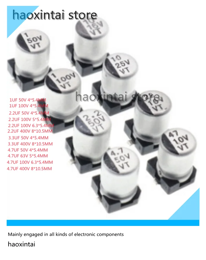 SMD aluminum electrolytic capacitor 1UF 2.2UF 3.3UF 4.7UF 50V 63V 100V 400V electrolytic capacitor