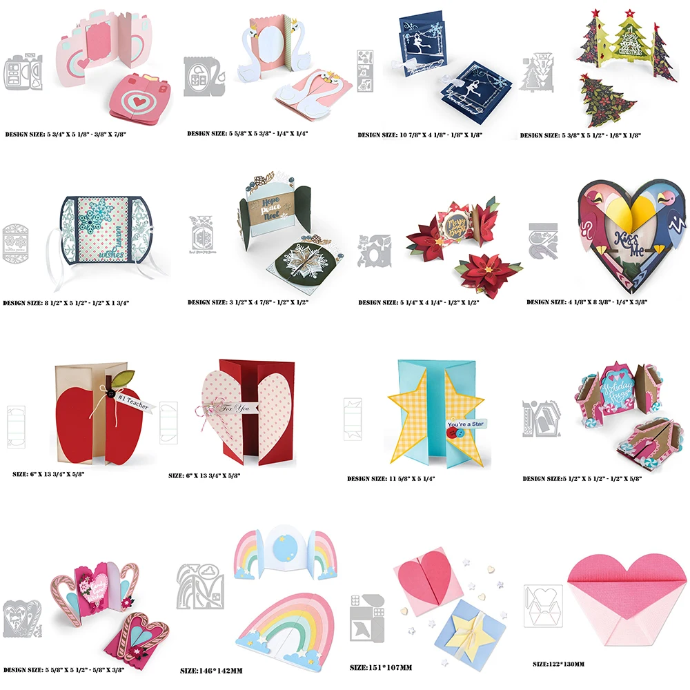 

New Metal Heart Cutting Dies For Scrapbooking Ice Skater Stencils Christmas Tree Gatefold Love Greeting Cards Making