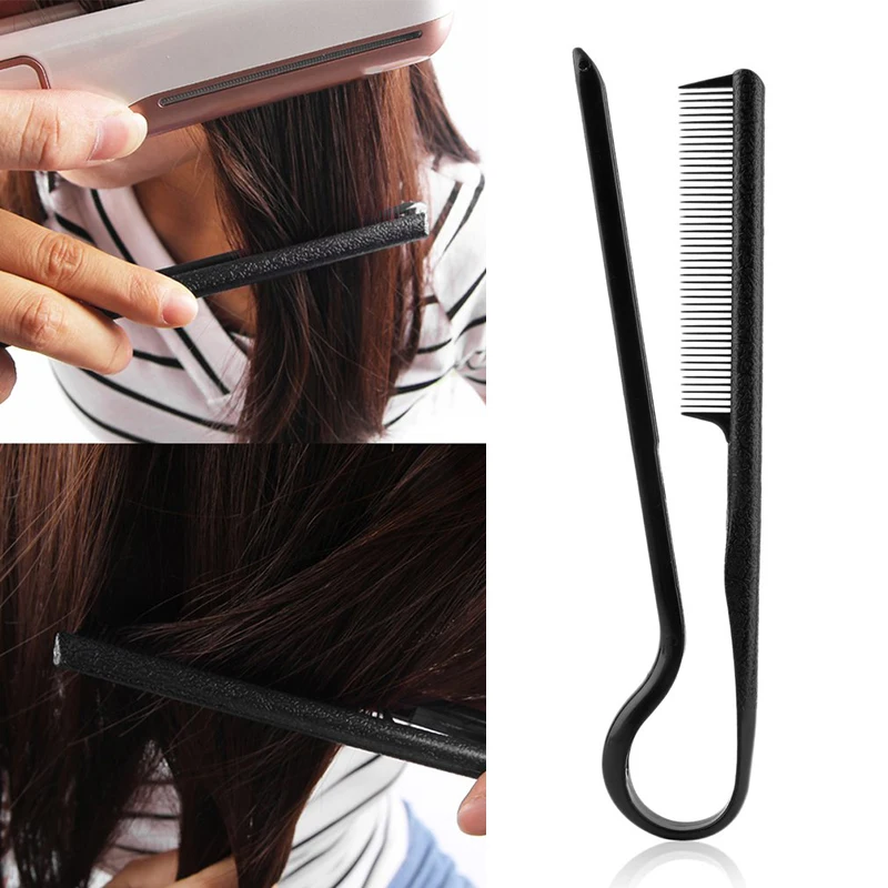 DIY Makeup Styling Combs Tool Haircut Straightening V Shape Black Color Comb Clip-Type Hairdressing Hair Straightener