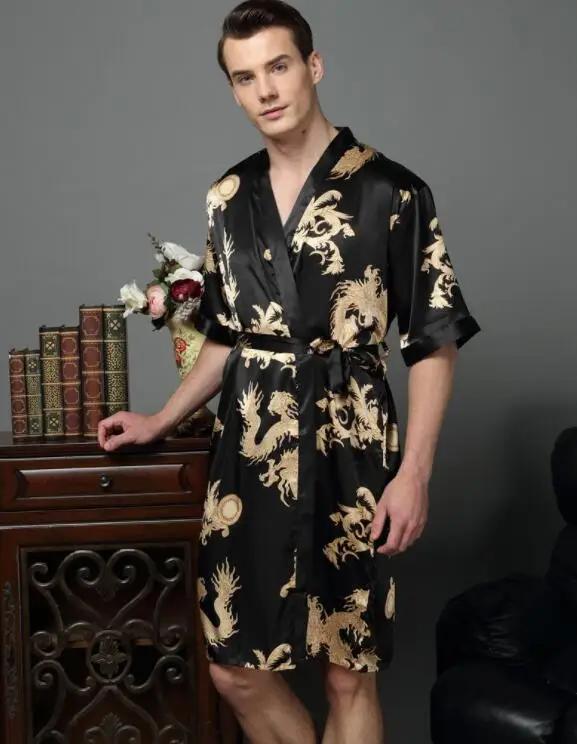 Mùa Hè Nam Kimono Nhật Bản Đồ Ngủ Băng Bộ Đồ Ngủ Lụa Mùa Xuân Và Mùa Thu Gợi Cảm Áo Choàng Tắm Yukata Homewear Size M Đến 3XL