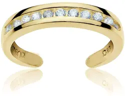 Cubic Zirconia Channel-Set Polished Adjustable Toe Rings for Women Girl Summer Beach Sexy Jewelry Stainless Steel