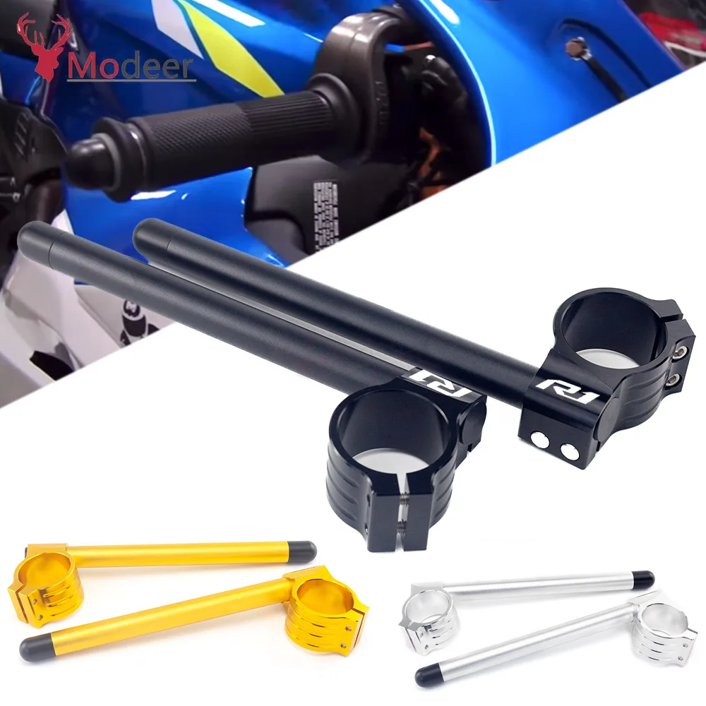 Motorcycle Racing Adjustable CNC 50mm Clip On Ons Fork Handlebars Split Handle Bar Cafe Racer for YAMAHA YZFR1 1998-2018 YZF R1