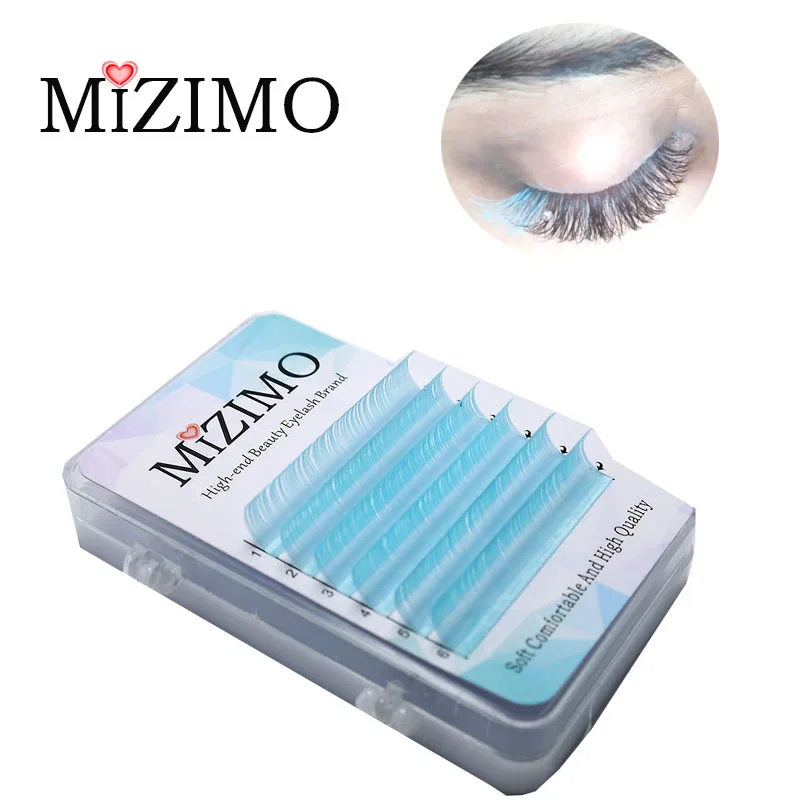 MIZIMO New Color Grafted Eyelashes 8-15mm Personalized Eyelashes Sky Blue Artificial Mink Hair Character Eyelash Extension