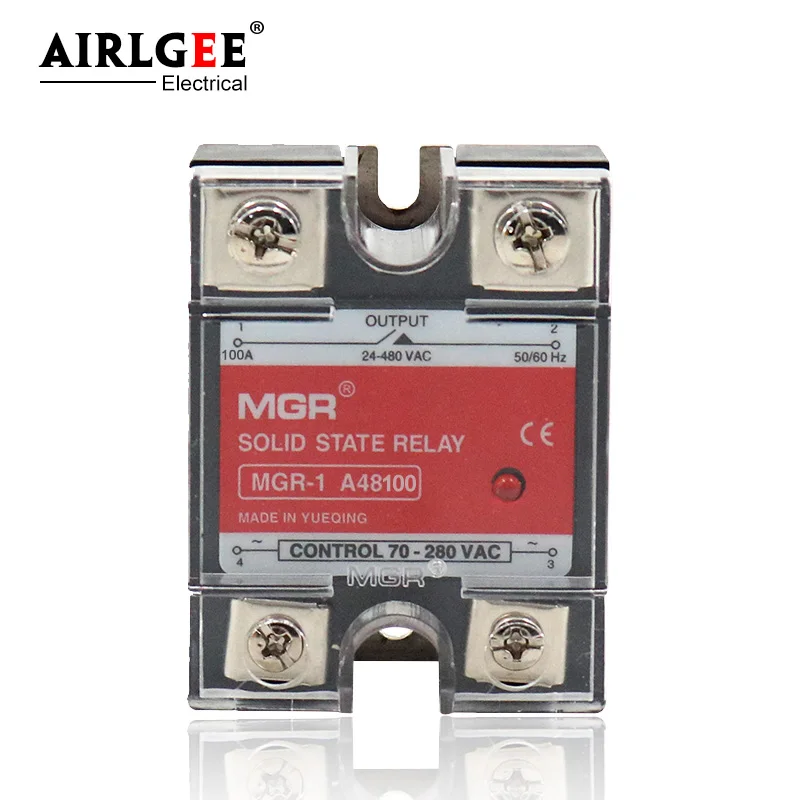 

Твердотельное реле MGR-1 A48100 SSR-100AA 100A 70-280VAC 24-480VAC AC-AC Однофазное твердотельное реле