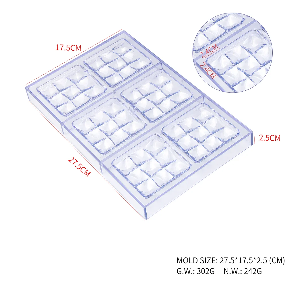 MRF New Plastic Square Pattern Shapes DIY Baking Chocolate Mold CC0085