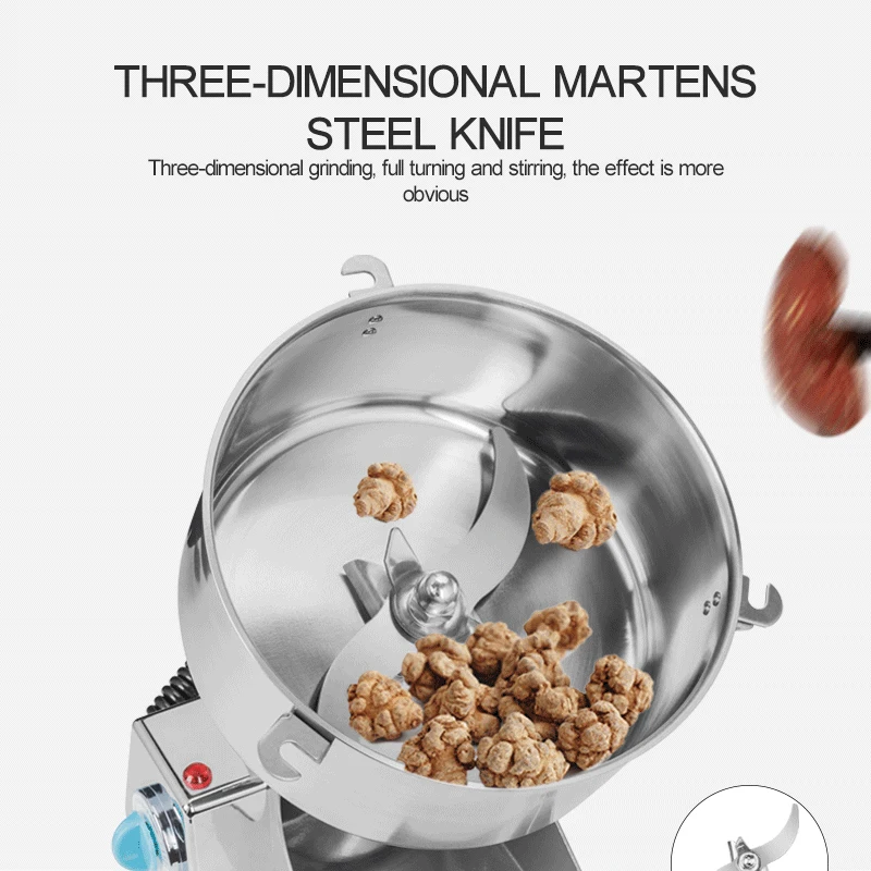 كسارة التجارية 403 الفولاذ المقاوم للصدأ الطاحن مطحنة حبوب المنزلية الطاحن كبير 3500 واط 1500 جرام YB-1500A