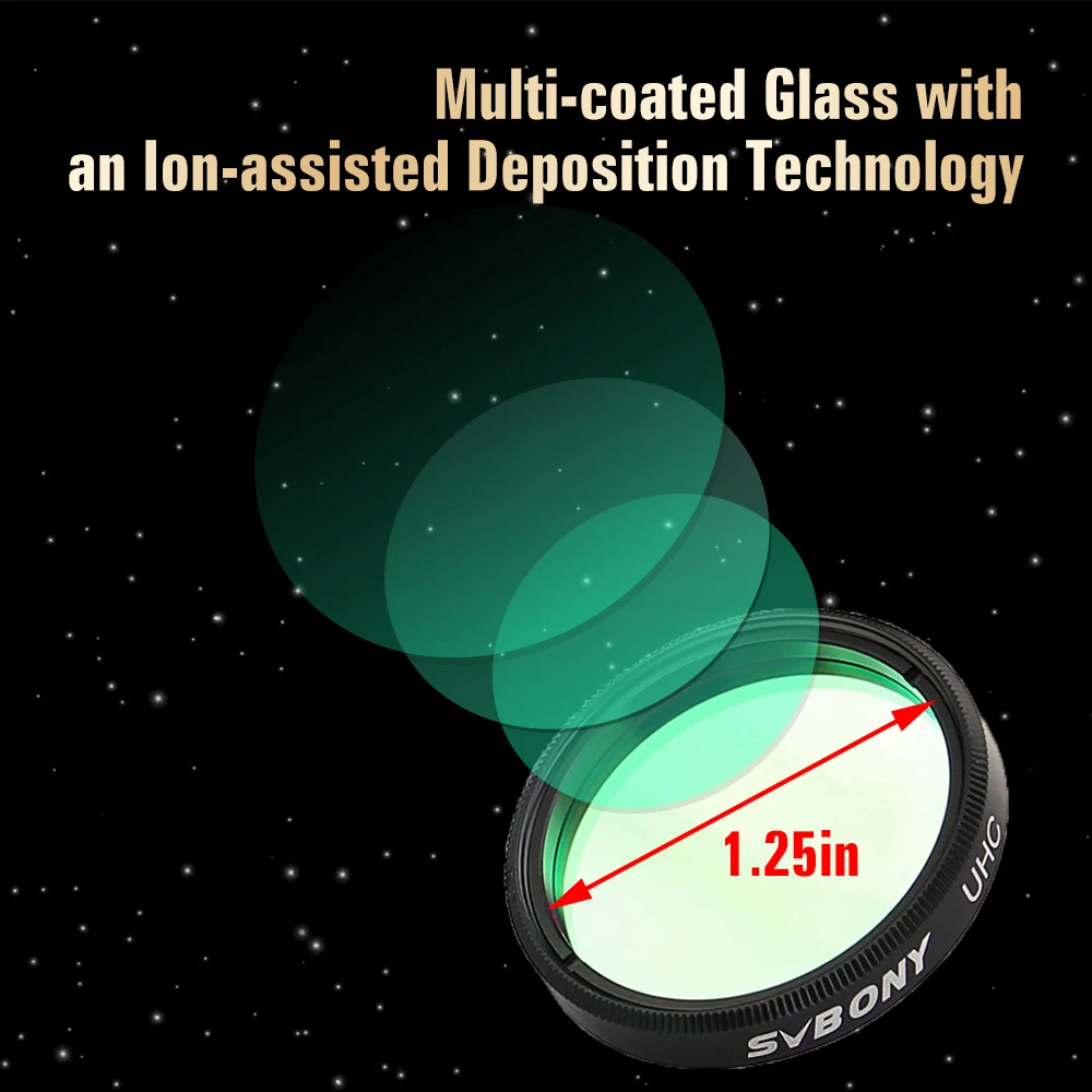 Svbony 1,25'' UHC/UV-IR Eliminierung von Lichtverschmutzungsfiltern für Astronomie-Teleskop-Okular Beobachtung des tiefen Weltraums – Detail 4