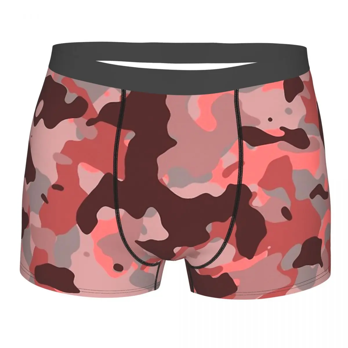 Red Brown Camouflage Military Pattern Design cute camouflage Underpants Homme Panties Male Underwear Ventilate