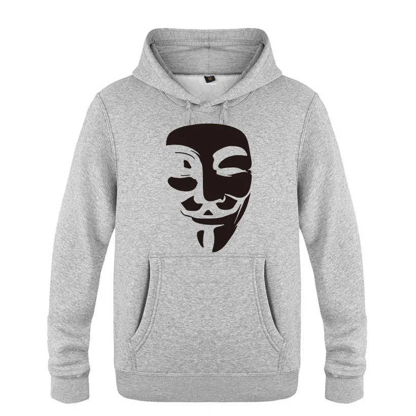 Mens Hoodies V for Vendetta Print Hoodie Men Fleece Long Sleeve Man's Sweatshirt Skate Pullover Oversized Coat Moleton Masculino